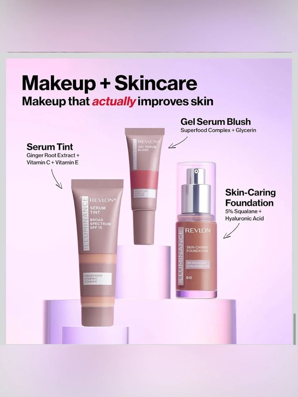 Revlon Illuminance Tinted Serum,Triple Hyaluronic Acid,SPF 15,201 Creamy Natural